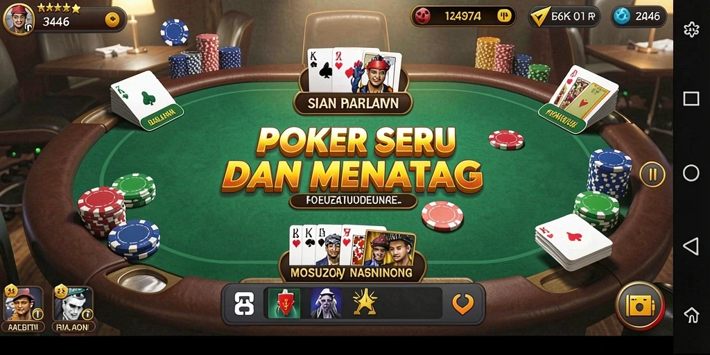 Tampilan menarik dari game Poker saat bermain dalam sesi kompetisi.