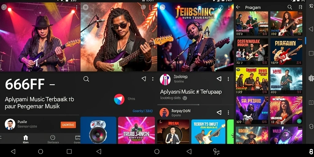 Tampilan gameplay aplikasi 666FF yang menampilkan antarmuka musik yang menarik.