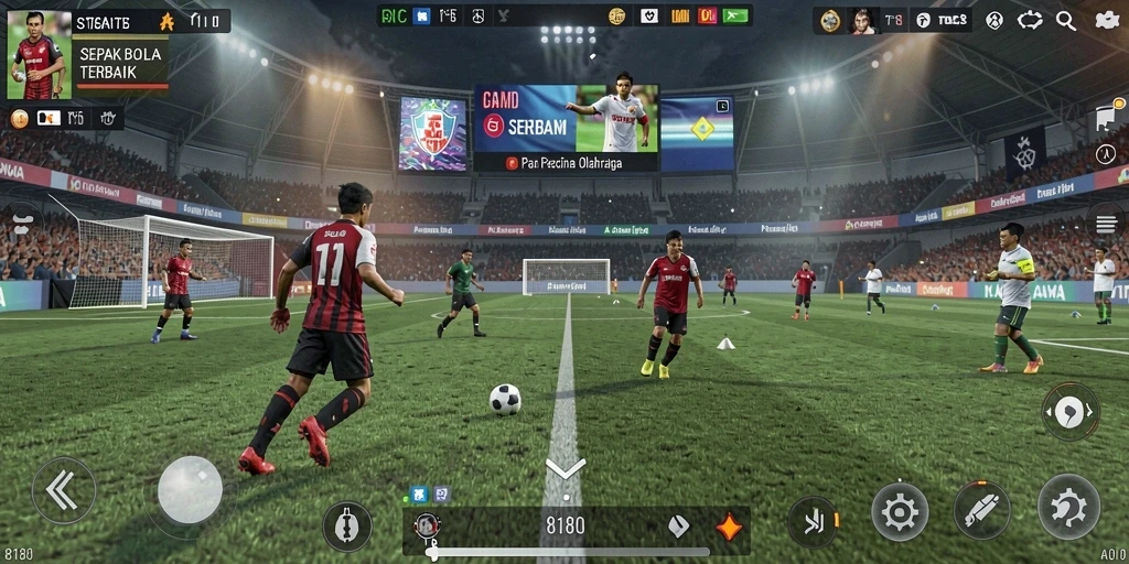 Tampilan gameplay menarik dari 8180 dengan aksi sepak bola seru.