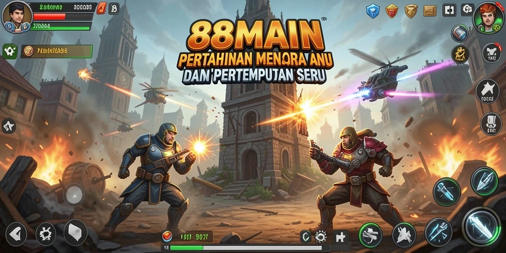 Screenshot gameplay 88MAIN yang menampilkan aksi menara pertahanan.