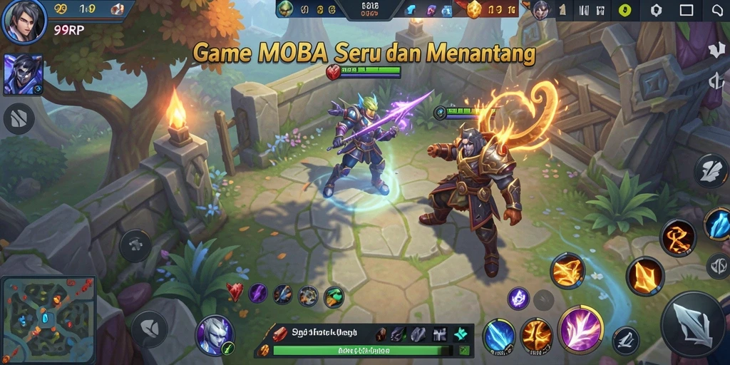 Gameplay seru di arena pertarungan MOBA.
