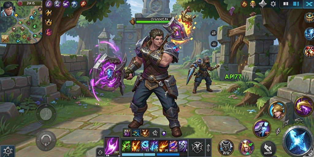 Tampilan gameplay yang epik dari API77 dalam pertempuran ARPG.