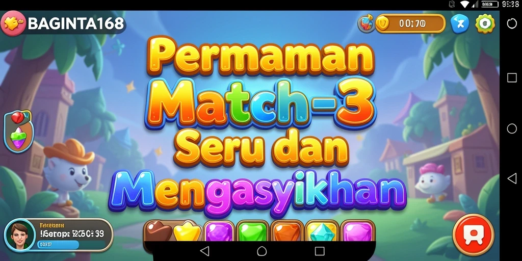 Screenshot dari gameplay seru BAGINTA168 yang menunjukkan pencocokan Match-3.