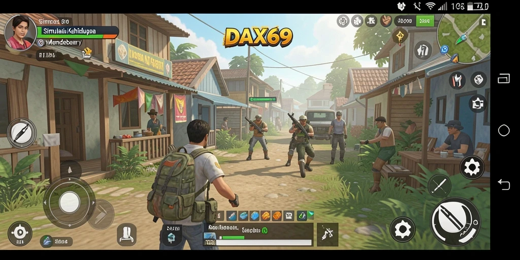 Gameplay DAX69 yang menampilkan simulasi kehidupan yang realistis.