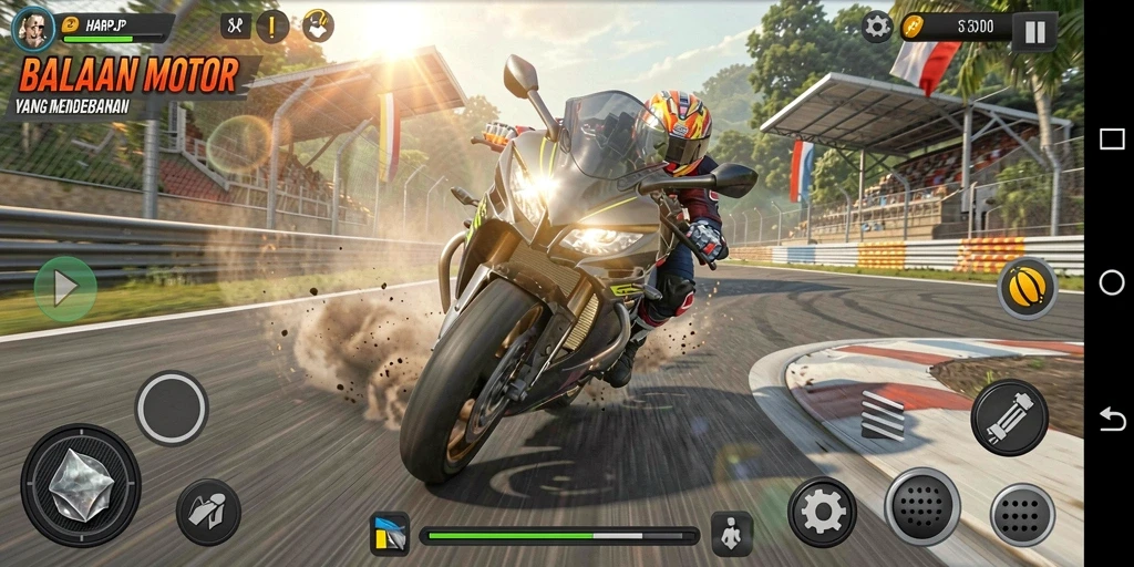 Gameplay seru dan serangan adrenaline di balapan motor.