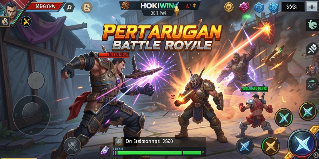 Screenshot HOKIWIN menampilkan aksi Battle Royale yang mendebarkan.