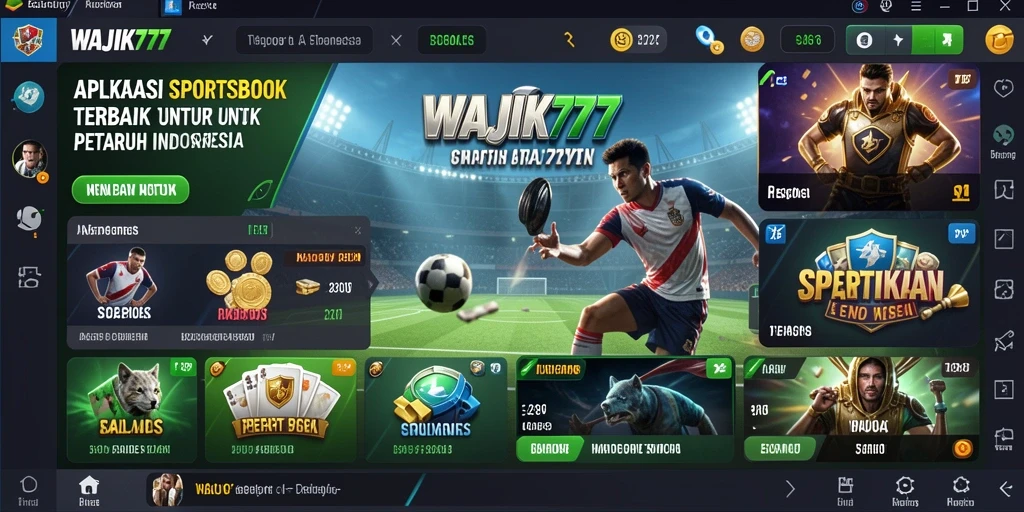 Screenshot gameplay WAJIK777 yang menampilkan antarmuka Sportsbook yang menarik.